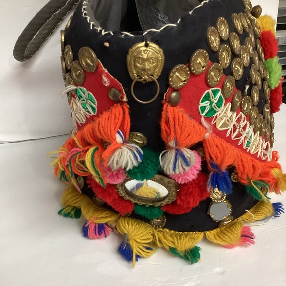 Vtg Sicilian Handcrafted Whimsical colorful Boho Retro Straw Shoulder Bag Beach - Picture 7 of 13